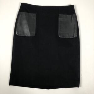 Club Monaco black Nadine skirt with vegan leather pockets 2